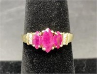 10K Yellow Gold, Ruby And Diamond Ring