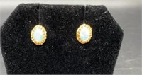 14K Yellow Gold And Opal Earrings