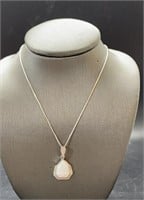 Sterling Silver Elegant White Opal Pendant