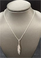Sterling Silver Feather Pendant And Chain