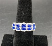 Sterling Silver Decorative Blue Spinel Ring