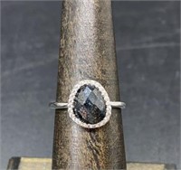 Sterling Silver Offset Grey Galaxy CZ Ring