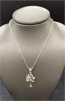 Sterling Silver Tree Of Life Pendant And Necklace