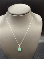 Sterling Silver Green Opal Oval Pendant And