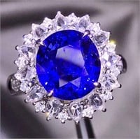 4.5ct natural royal blue, sapphire ring 14k gold
