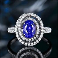 1.5ct natural royal blue, sapphire ring 14k gold