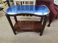 Vintage glass top kidney table