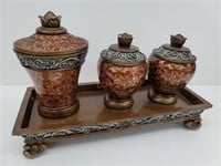 4 pc ornate resin vanity set