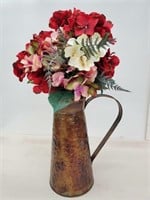 Decorative Flowers, Metal Vase with Handle