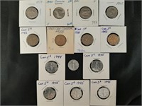 1939-1945 WW II Canadian Nickel Lot - 14 Coins