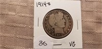 1914S Barber Half Dollar VG Semi Key