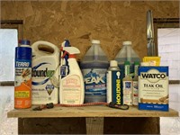Shelf of automotive/yard chemicals