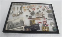 Vintage Items Including Military Pins/Buttons