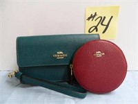 Coach Wallet in Sage/Gold and Round Coin Purse in