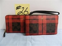 Coach True Red Multi Colored Zip Wristlet and Zip