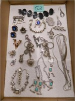 Flat Of Silver Tone Jewelry