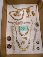 Flat Of Rhinestone Gold Tone Jewelry