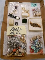 Flat Of Stick Pins, Assorted Earrings & Parts