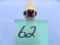 14kt 7.1gr Amethyst & Turmaline Ring - Size 7