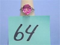14kt 4.1gr White Gold Ring w/ Very Pretty Pink -