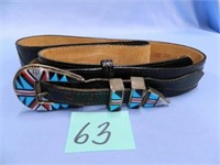 Zuni Inlay Turquoise, Onyx, Mother Of Pearl,
