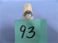 10kt 4.5gr Blue Topaz & Diamond Ring - Size 6 1/2