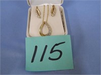 14kt 4gr Diamond Pendant & Earrings w/ 10kt .6gr -
