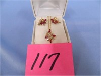 14kt 4.9gr Ruby & Diamond Pendant w/ Earrings &