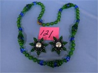 Mariam Haskell Glass Bead Necklace & Earring Set