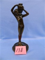 Bronze Lady Holding Pot Figurine