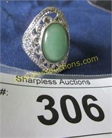 Large natural stone silver ring.