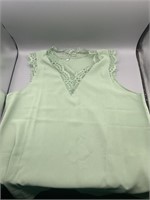 Women’s V neck Floral green blouse- Size large