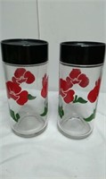 set of Vintage hibiscus salt & pepper shakers. no