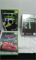 3 xbox games. Hulk, Star Wars obi-wan, and
