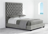 Queen Saavta Marbella Gray Large Designer Bed