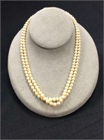 Double Strand Pearl Necklace & Sterling Clasp