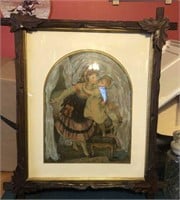 Victorian Print in Wood Frame