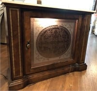 Glass front lighted console cabinet