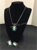 Vintage Turquoise Necklace & Earring Set