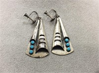Vintage Sterling Silver & Turquoise Earrings