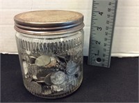 Jar of Steel Cents (Over 150) & 1904 "V" Nickel
