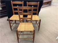 Three Woven Seat Dining Chairs