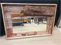 Barn Wood Framed Mirror with Red Ryder & Scabbard