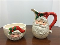 Decorative Santa Pitcher & Nut Bowl
