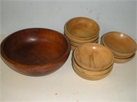 (11) Wood Bowls Set  Largest - 11 Inches Diameter