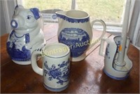 4 PIECES OF BLUE AND WHITE DELFT CHINA