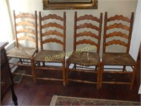 4 RUSH WOODEN CHAIRS