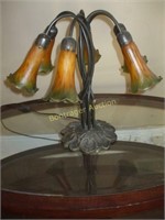 METAL LILY LAMP WITH GLASS SHADES