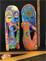 2 Colorful wood carvings