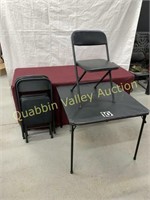 FOLDING CARD TABLE & FOUR CHAIRS